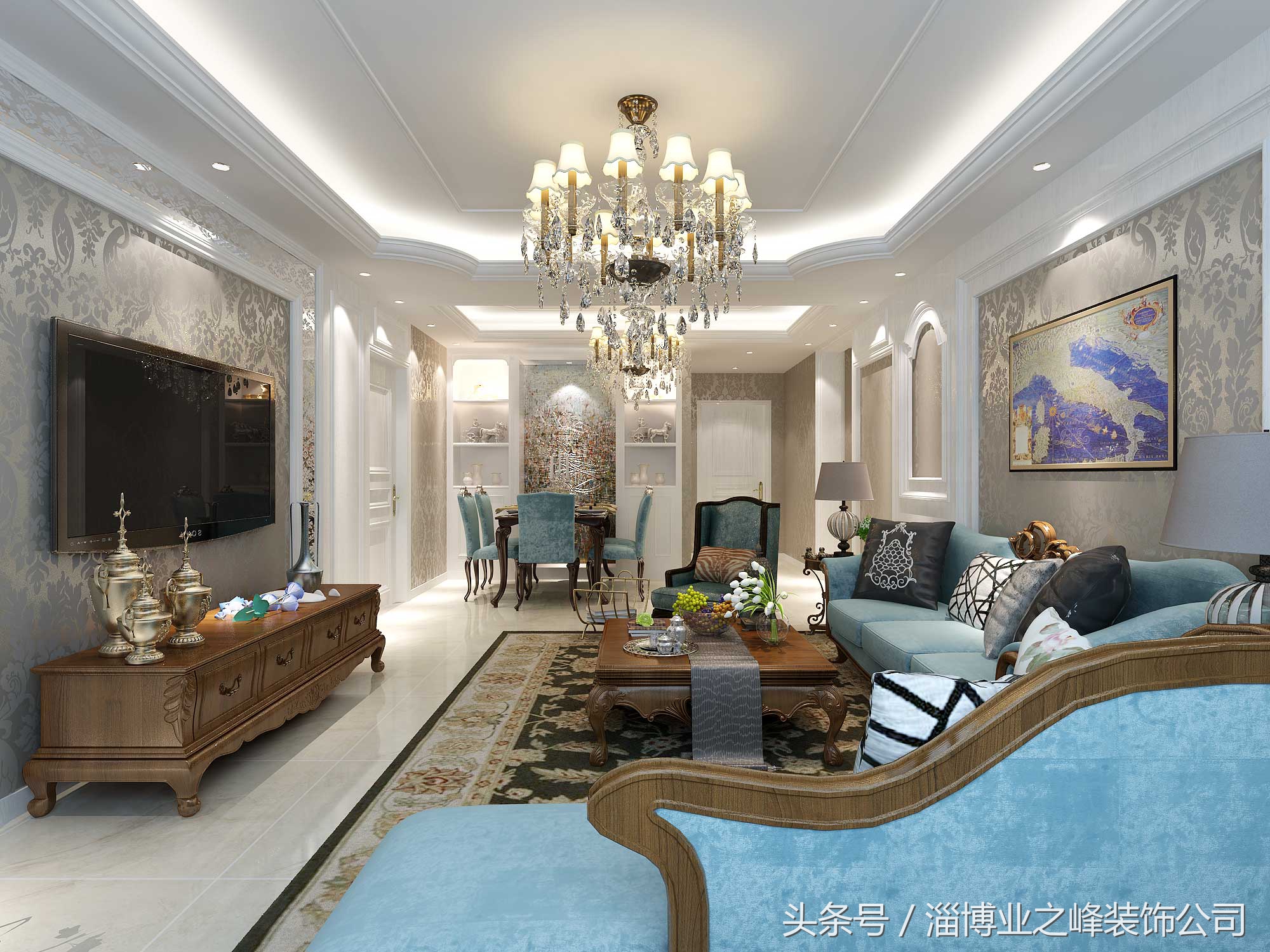 临淄欧式风格装修,临淄棠悦90平装修效果图