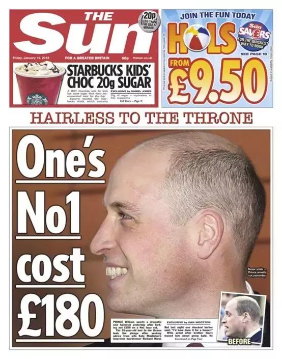 37岁威廉王子秃头,威廉王子剃掉光头