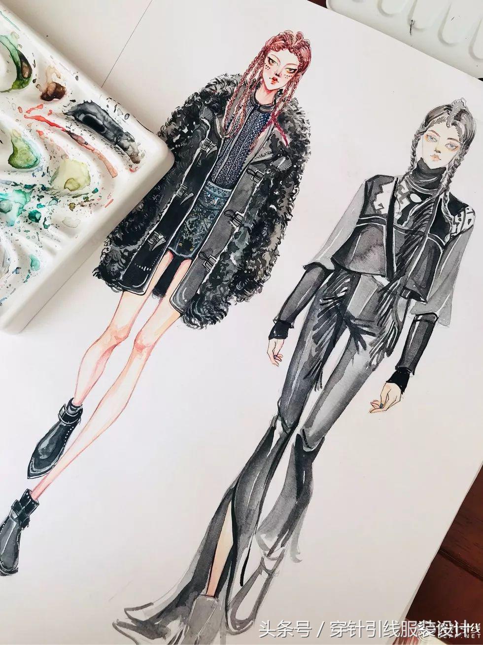 服装手绘效果图,时装手绘效果图夏装