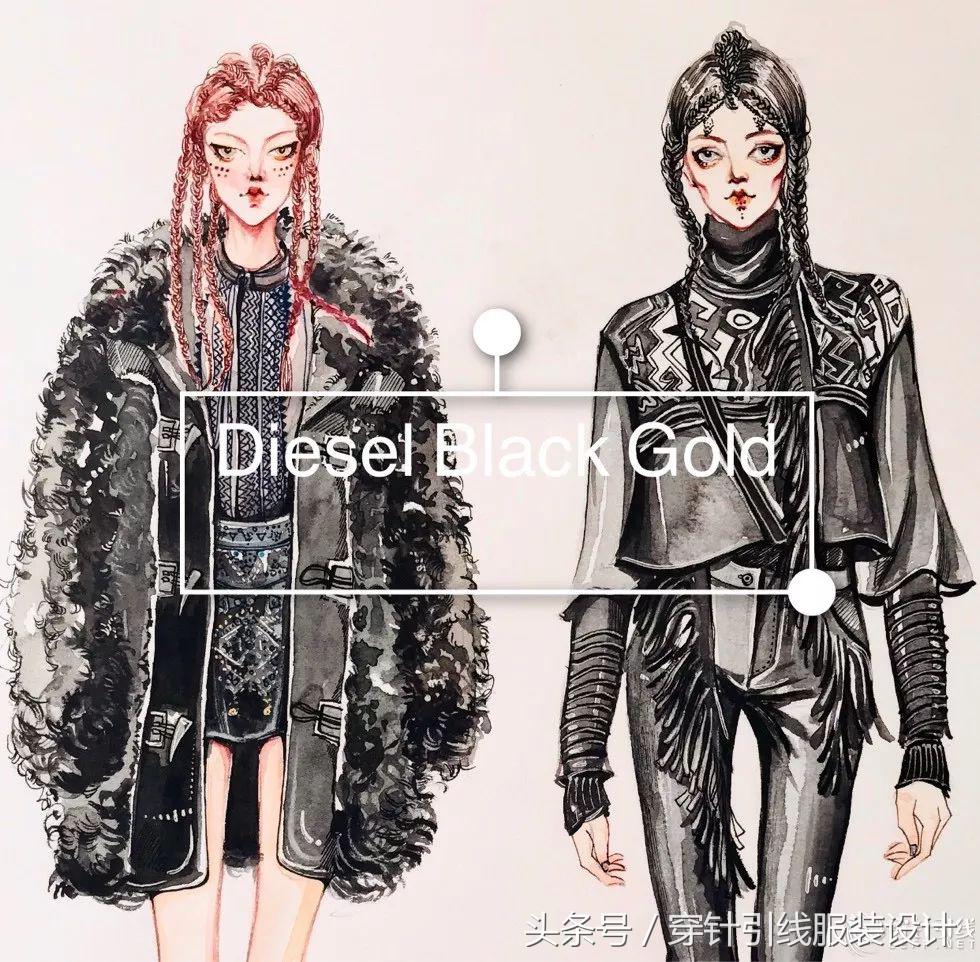 服装手绘效果图,时装手绘效果图夏装