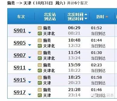 蓟县火车站列车,蓟县火车