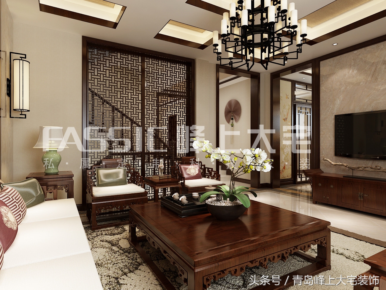 青岛百福山庄400平丨把新中式演绎的淋漓尽致。大气
