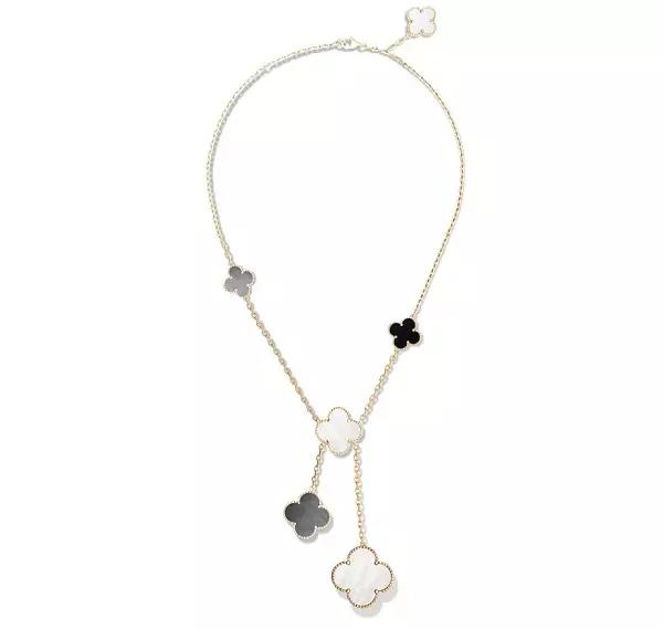 vca四叶草带钻项链系列,vca梵克雅宝四叶草项链