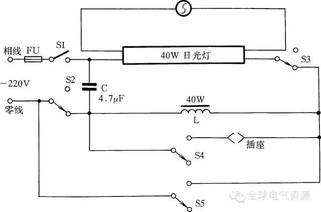 各种灯具线路接线图,单个灯具接线示意图