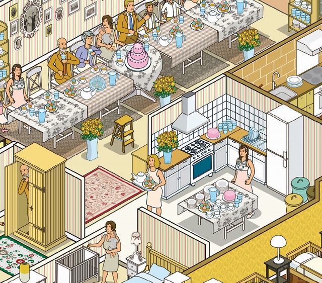 家居插画客厅,家居美学插画