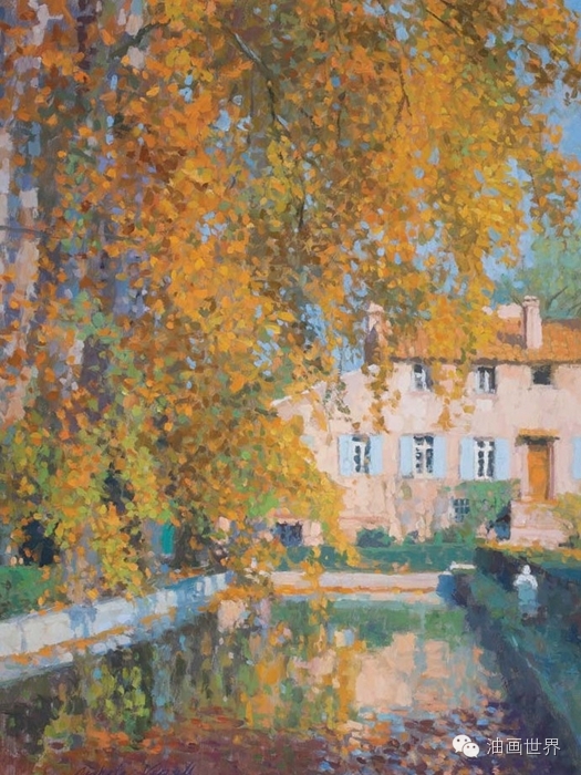 禅意山水意境油画,浓郁诗意的风景油画