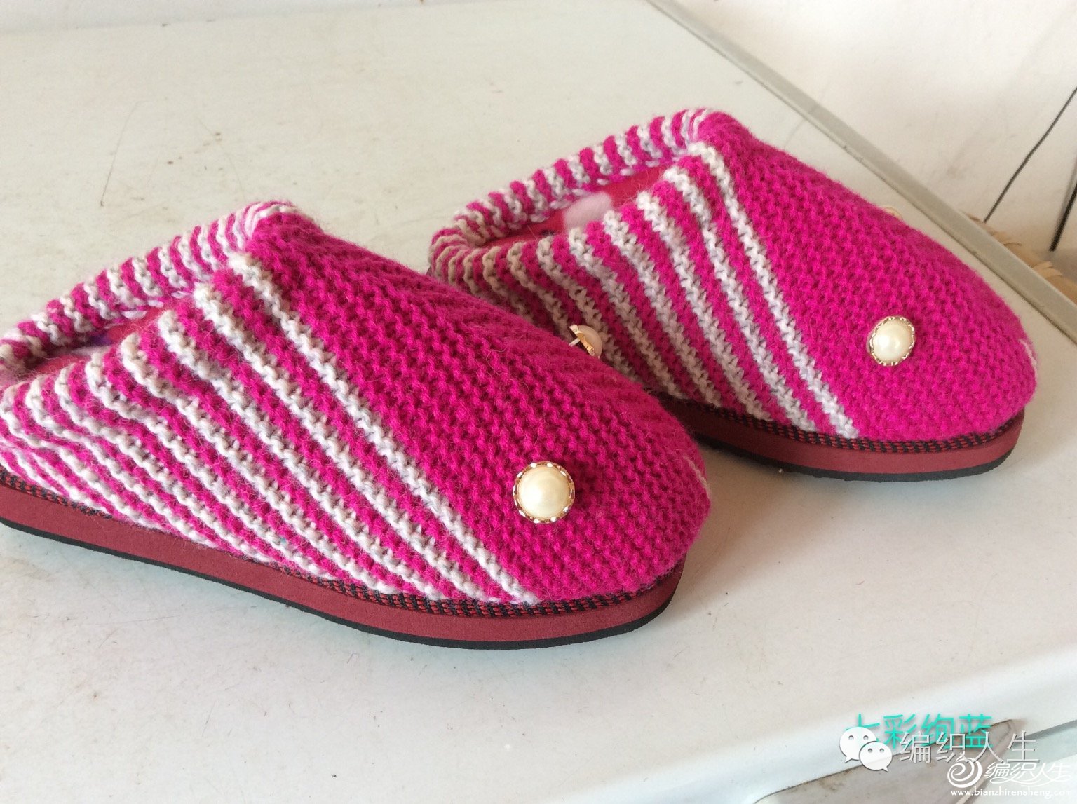 毛线棉鞋拖鞋棒针编织教程,没有内胆棒针编织拖鞋全过程