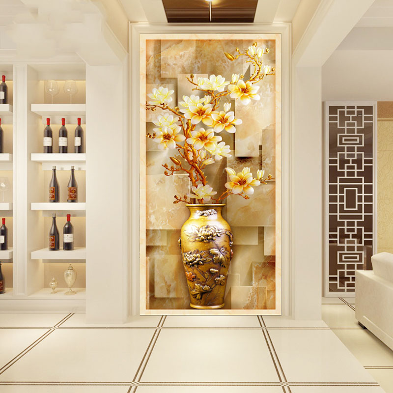 玄关墙瓷砖拼花图案,玄关背景墙大理石瓷砖效果图