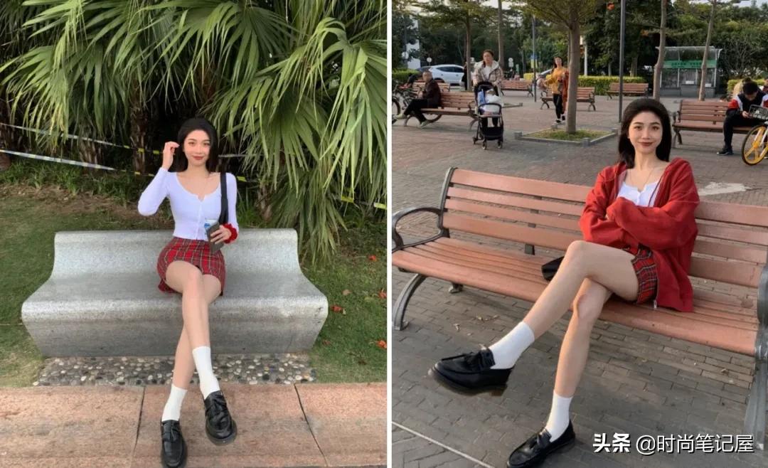 菱格纹格子裙,女人味十足的打底裙