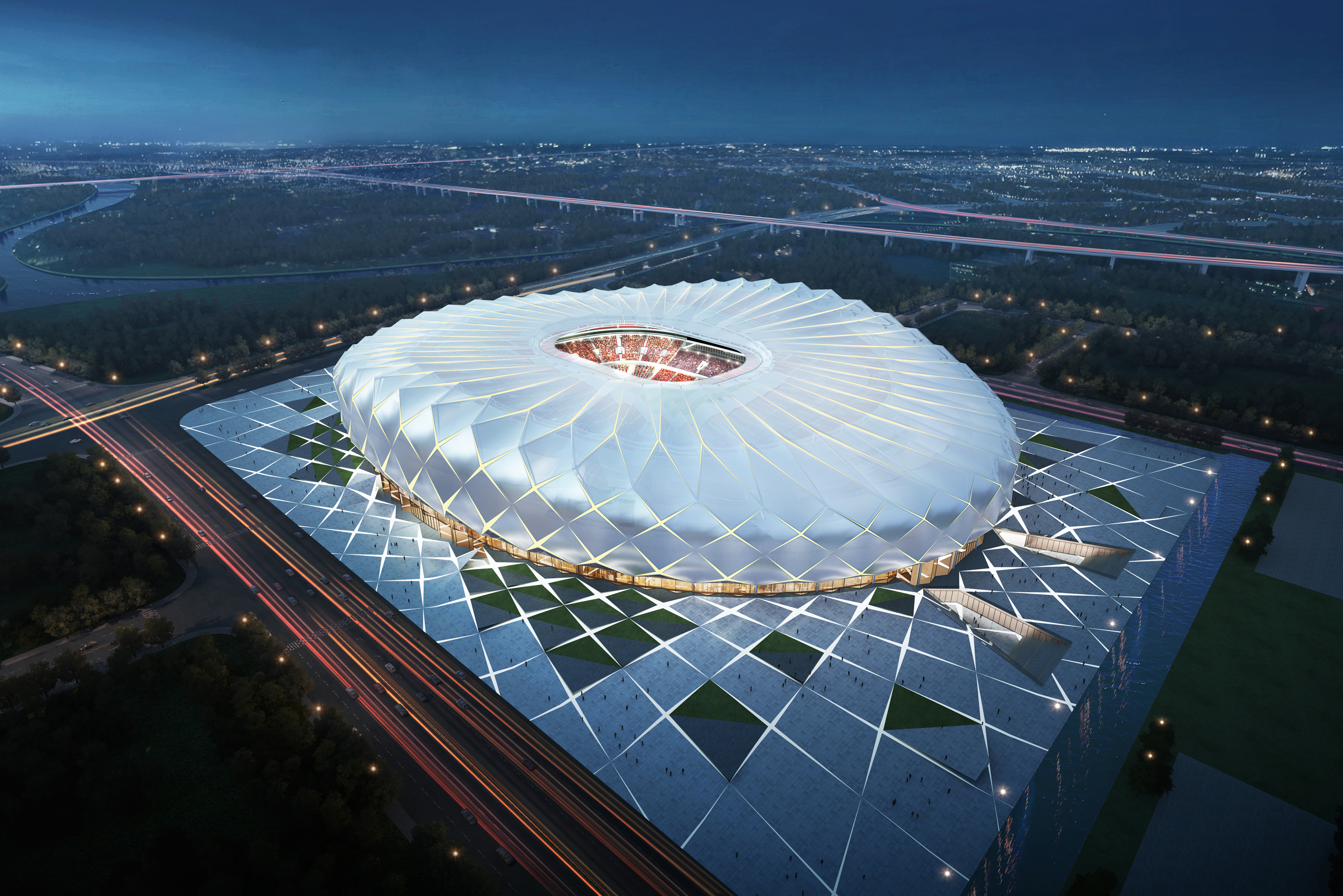 外国评论恒大球场全新设计方案,恒大球场设计