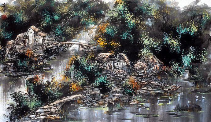 古香古色山水画,岭南风景国画