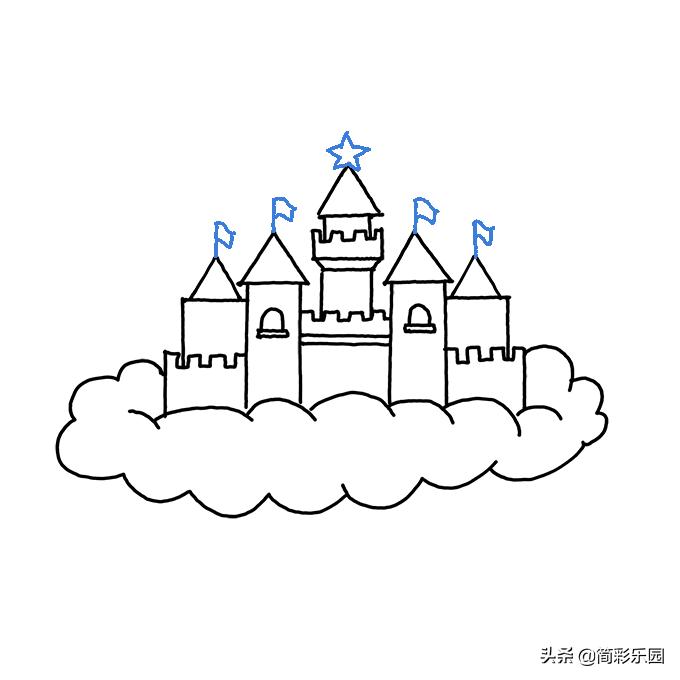 画公主的城堡简笔画,城堡公主和王子怎么画简笔画