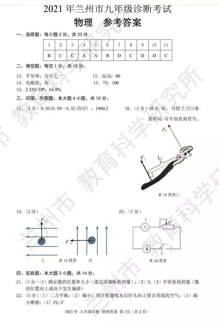 兰州市2024年一诊物理,2020年兰州市物理一诊考试