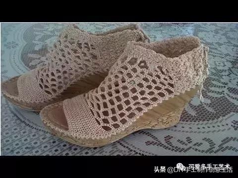 旧鞋底改造钩针鞋教程,手工钩鞋教程春夏季椰子鞋