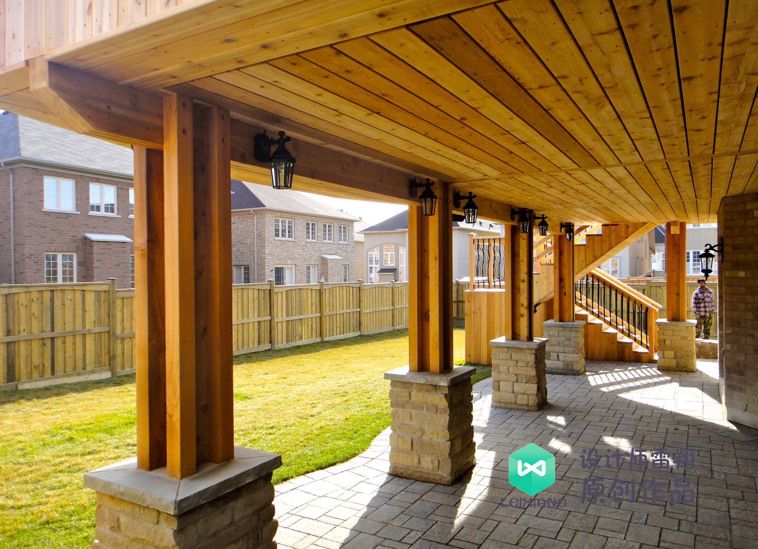 庭院防腐木颜色搭配效果图,庭院怎么铺装防腐木