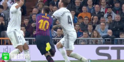梅西登场30分钟被侵犯3次全场最多,梅西被皇马侵犯