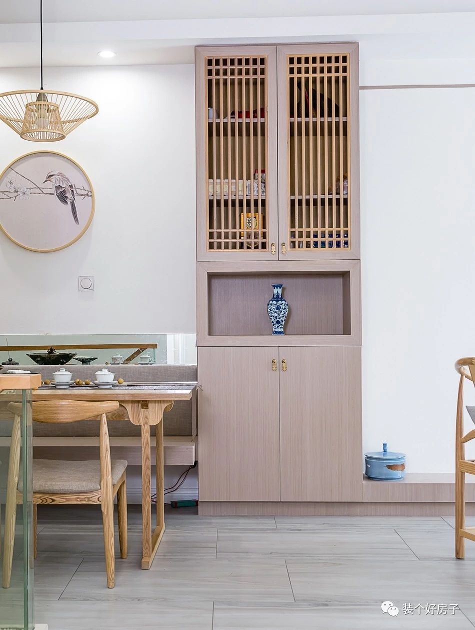 禅意新中式极简茶室风格,原木色书房客厅茶室一体化效果图