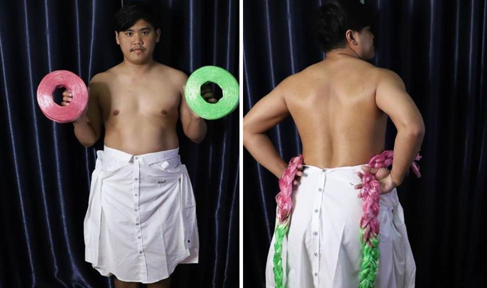 泰国小哥又cos鬼灭之刃了，还去超市买东西，路人都看笑了