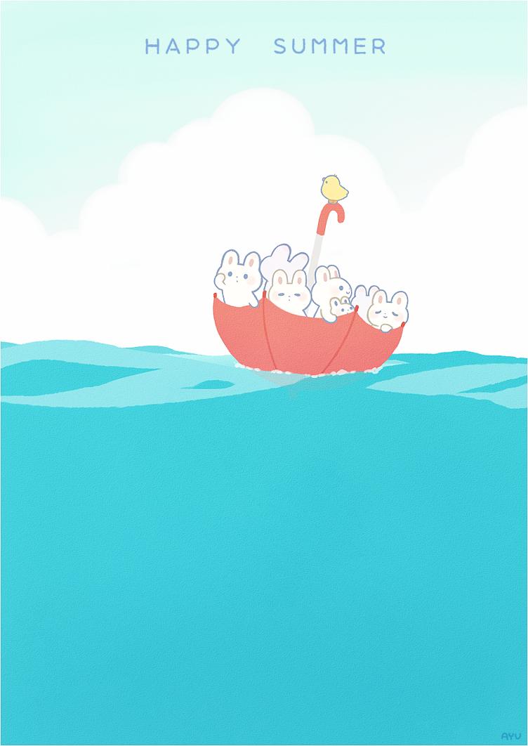 类似于粉兔兔的插画,兔耳少女插画日本