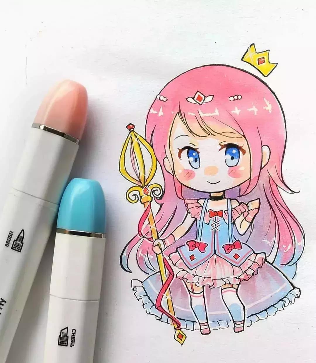 可爱动漫人物手绘马克笔,马克笔好看的动漫人物