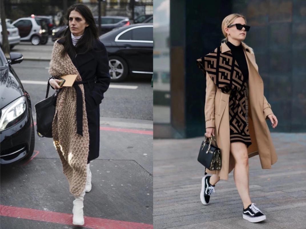 多种系法围巾女款配大衣,围巾配大衣系法让你又范又减龄