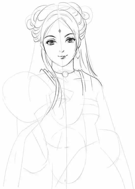手绘动漫古风女生线稿简单,古风人物线稿教程零基础