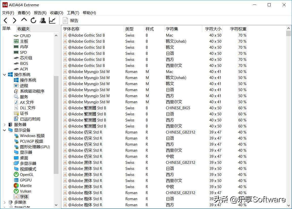 AIDA64，专业级硬件检测与测试工具，能详细地显示电脑的每个方面