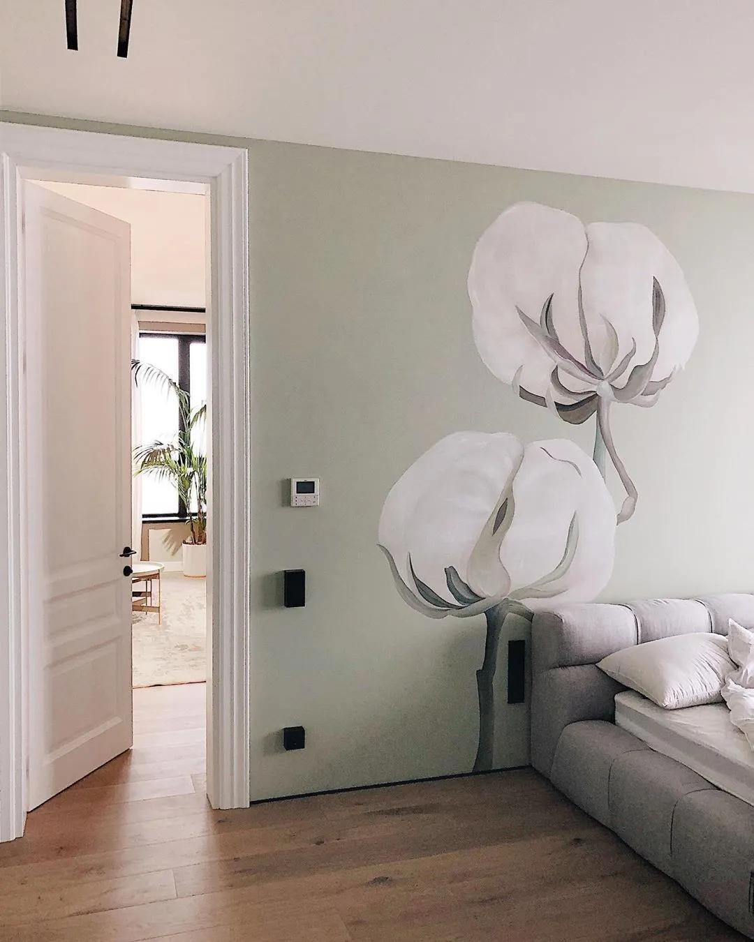 花卉墙绘,墙绘花卉色彩作品