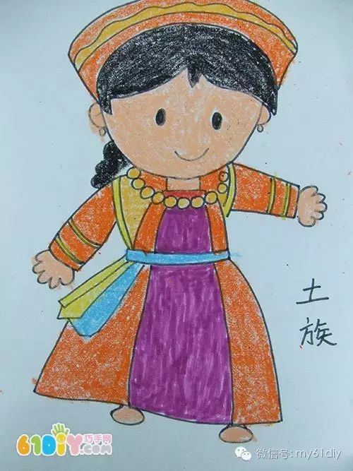 彩色少数民族儿童简笔画图片大全,五十六个民族简笔画卡通