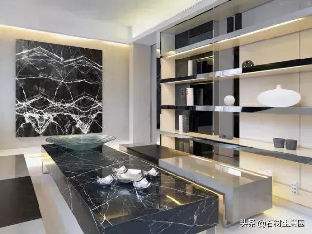 黑色大理石轻奢装修效果,黑色系大理石