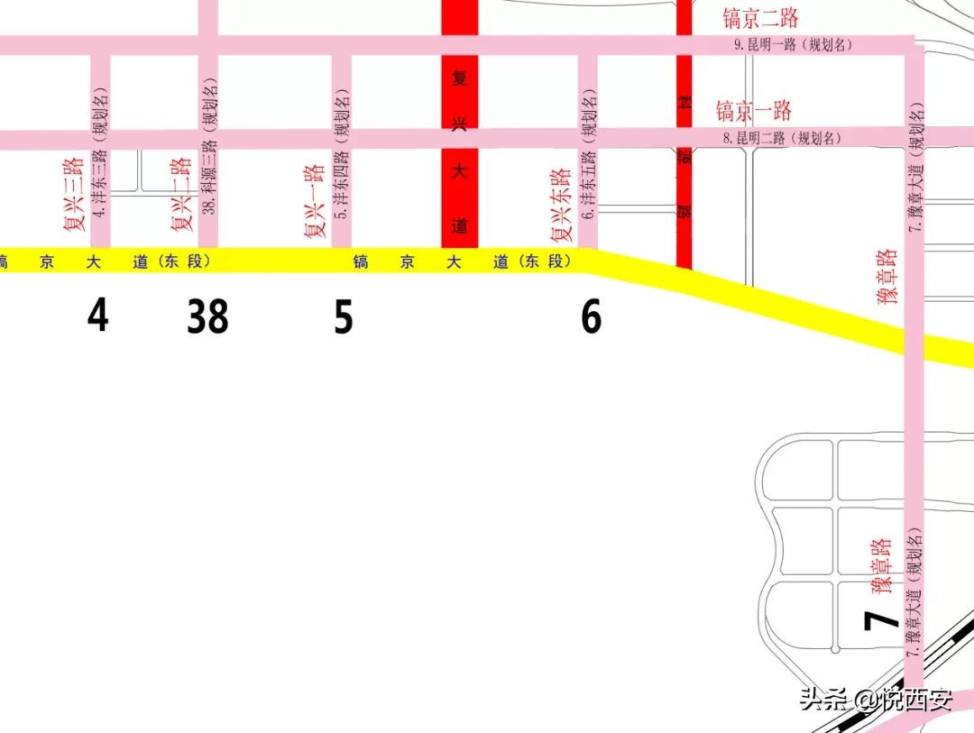 沣东新城道路规划图高清,西咸新区沣东新城镐京道路规划