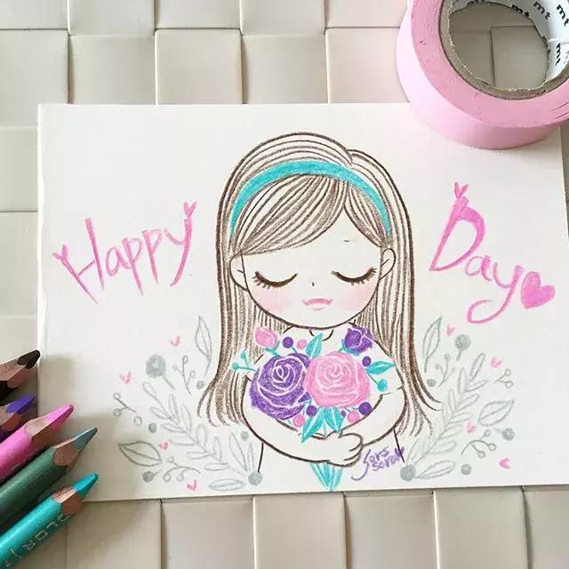 哈士奇的简笔画图片用彩铅画的,儿童彩铅简笔画6-12岁美观小人