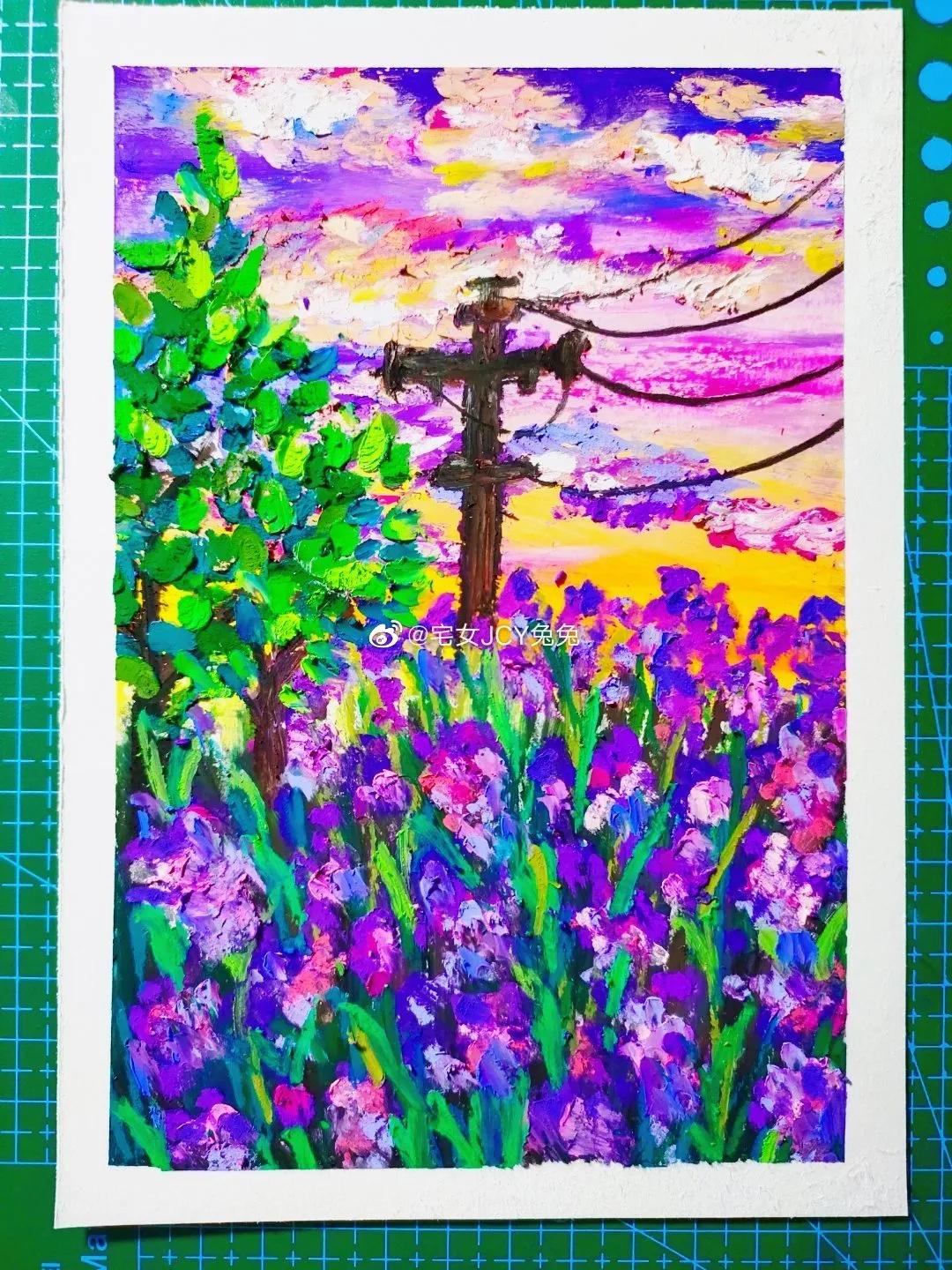 简单又好看的重彩油画棒作品,美到极致的风格绘画