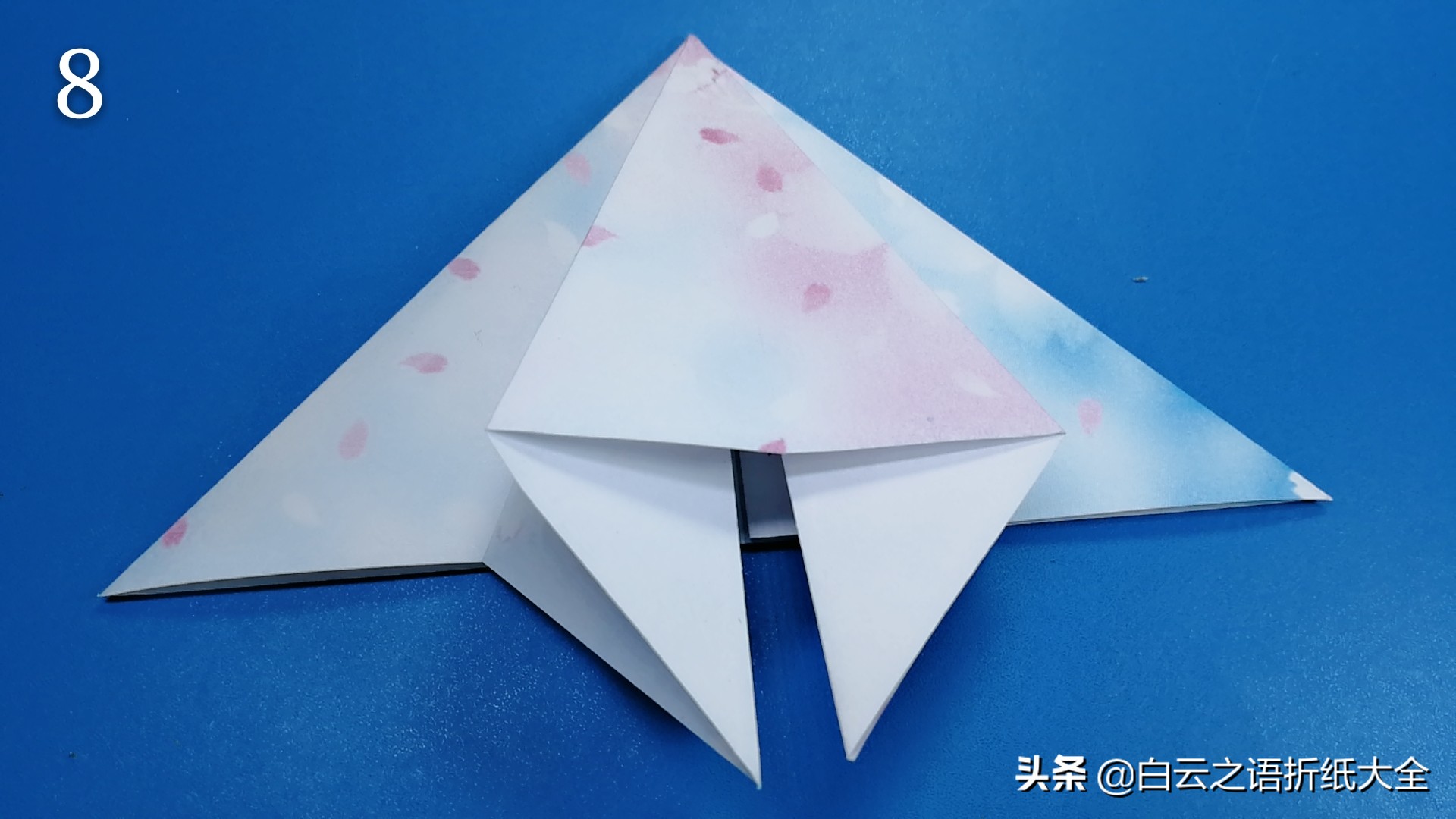 手工折纸雨伞儿童教程,手工折纸雨伞简单又漂亮不用胶水