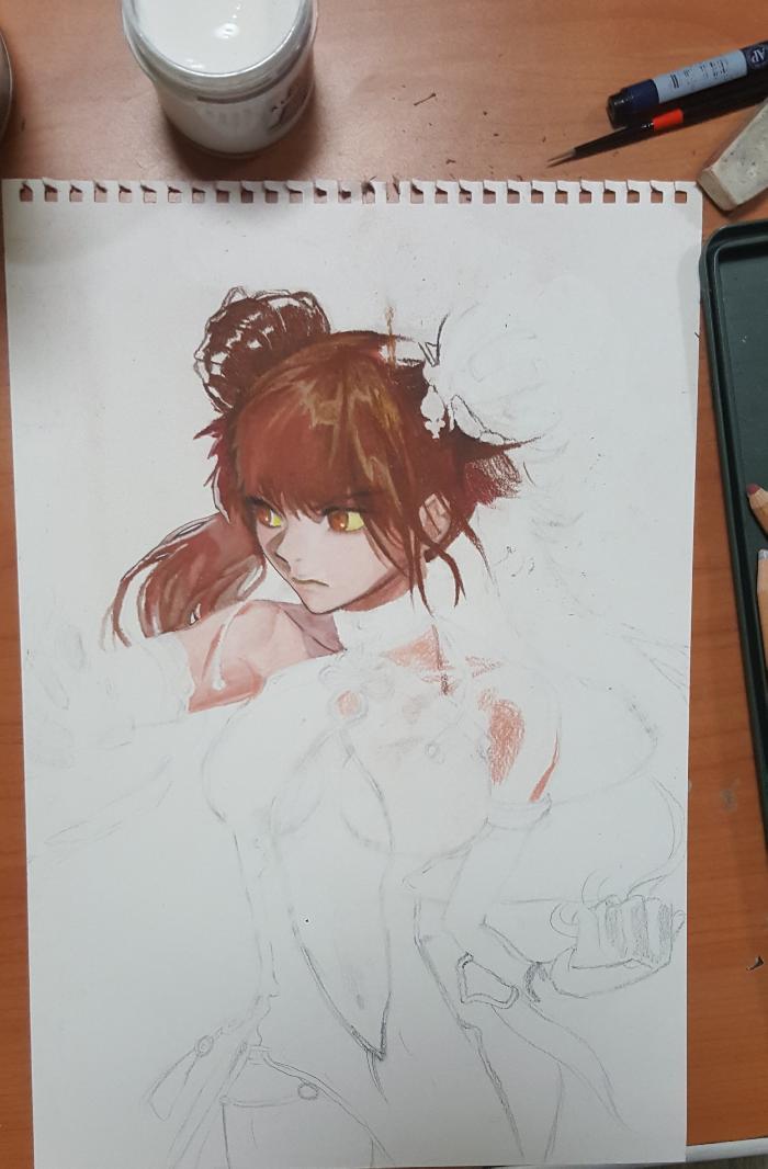 手绘教程王者荣耀人物彩铅画,手绘王者荣耀人物彩铅教程