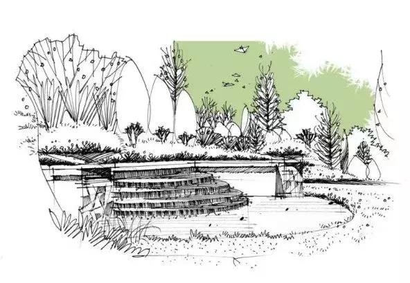 手绘效果图设计详解,干货五幅景观手绘效果图步骤图解