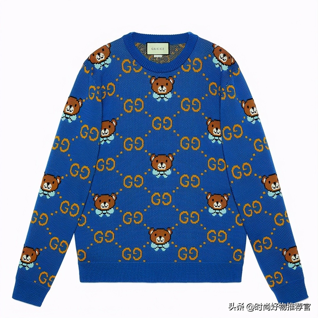 gucci泰迪熊印花连衣裙 (gucci粉色卫衣泰迪熊)