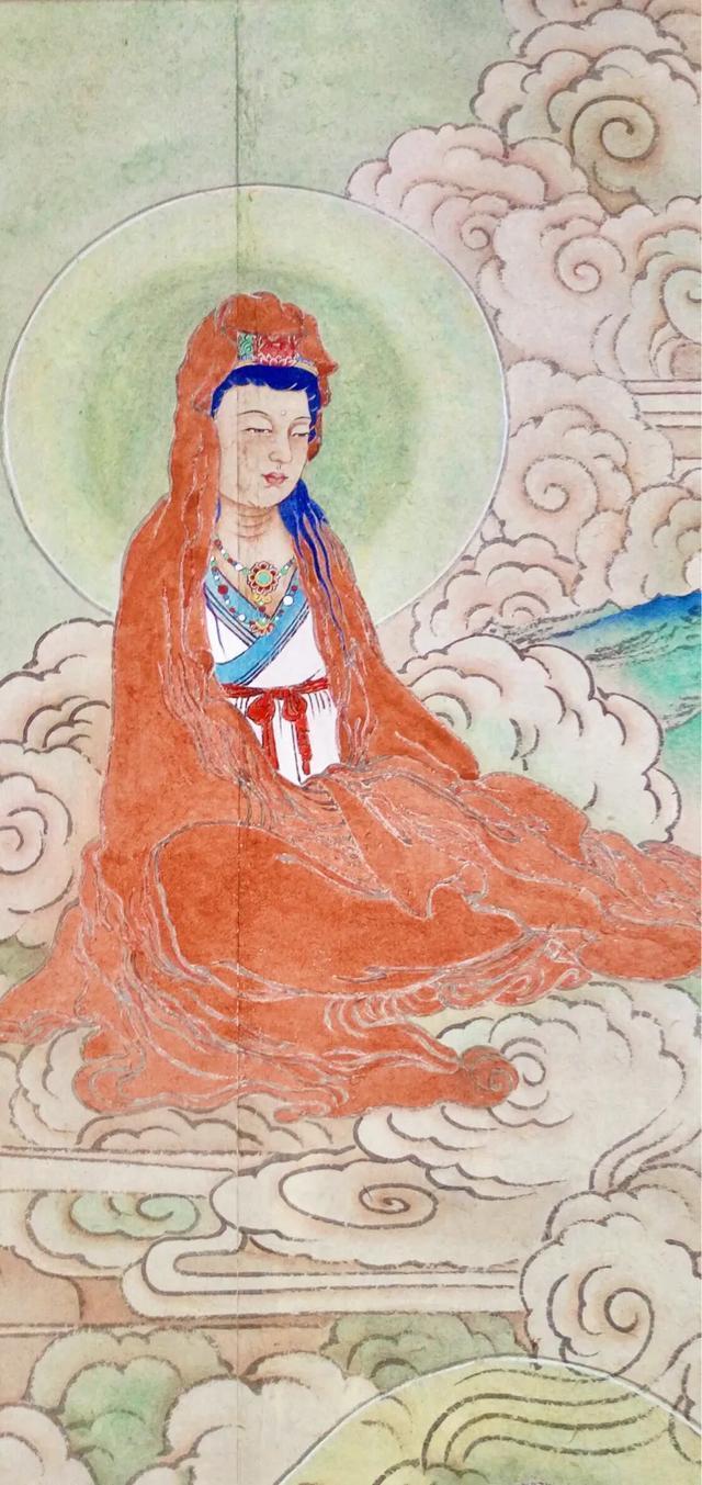 观音菩萨三十二像工笔画,观世音菩萨画像工笔画