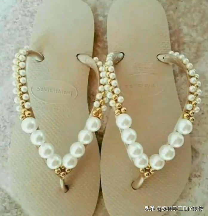 复古人字凉鞋串珠,手工串珠编织拖鞋