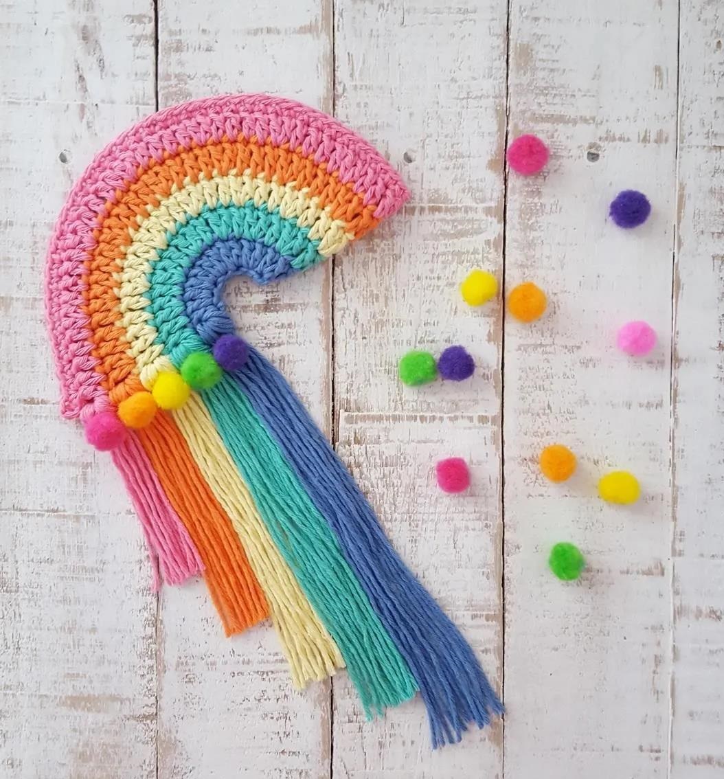 钩针编织家居装饰针法图解,钩针彩虹帽图解