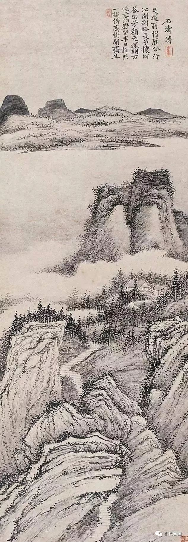 石涛山水画精品作品,石涛山水画高清大图临本