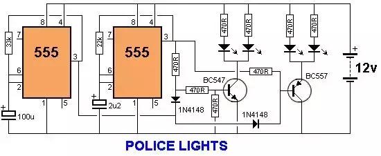 画出的555定时器电路引脚图,用555定时器构成双向流水灯电路图