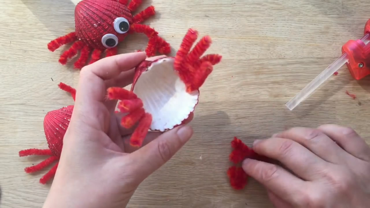 手工制作螃蟹壳diy,贝壳diy手工制作过程