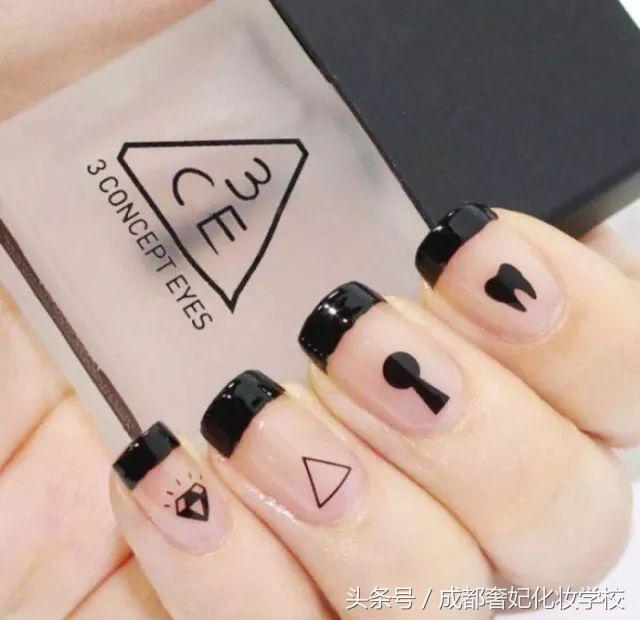 简约中国风几何图案,美甲简单大方又好看款式