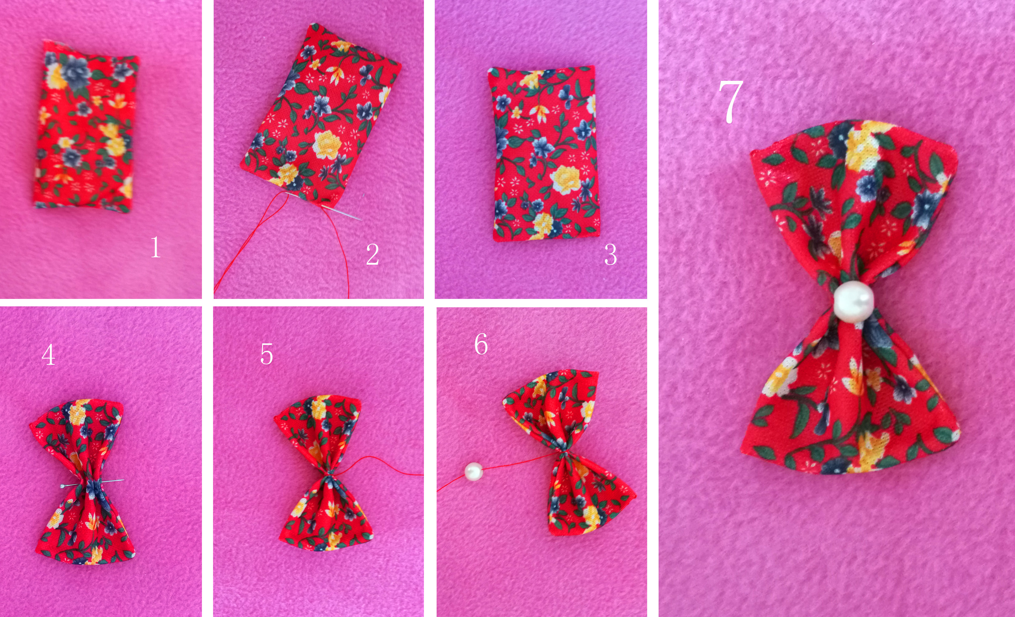 手工花上面的蝴蝶结怎么做,花布蝴蝶结手工