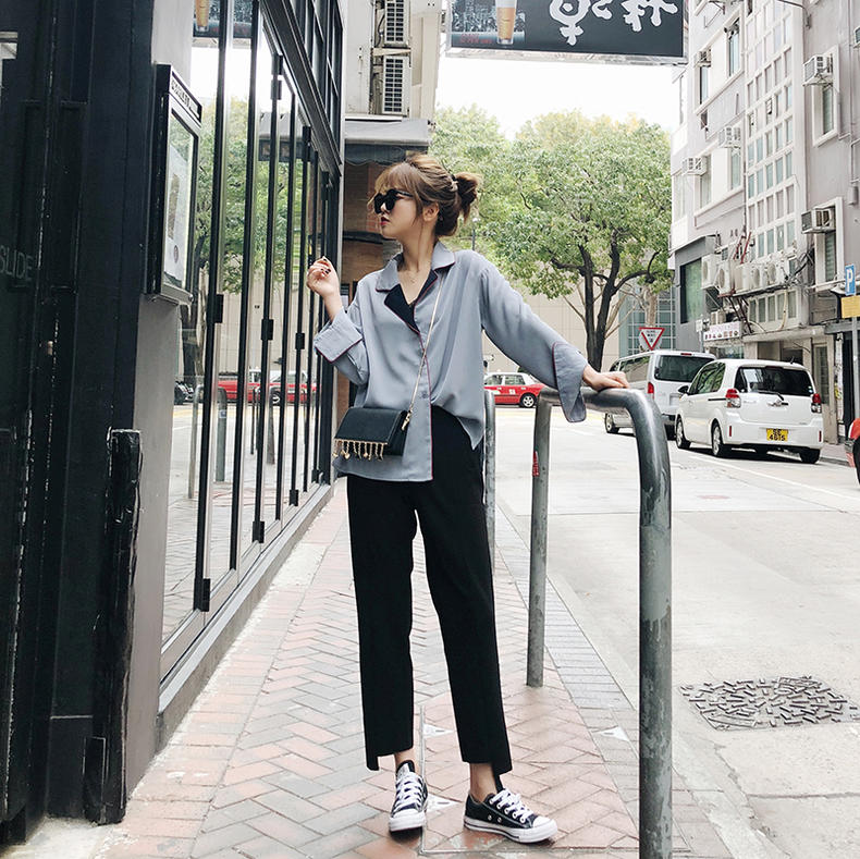 9分裤潮流百搭,9分阔腿蛋白裤