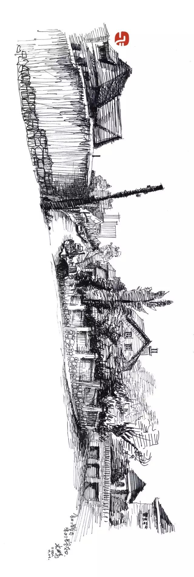 手绘青岛中山路游览图,手绘青岛建筑效果图