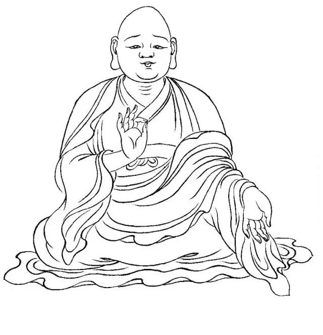 罗汉白描画稿,小写意罗汉图白描