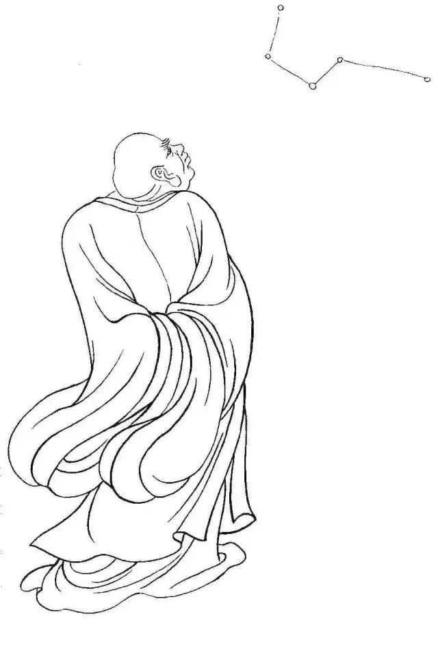 罗汉白描画稿,小写意罗汉图白描