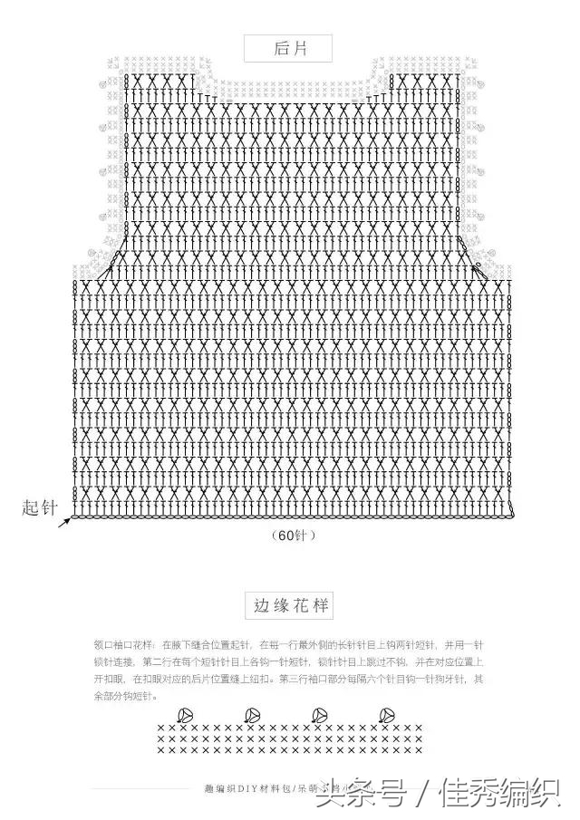 钩婴儿背心双色,0-6个月婴儿背心钩织教程